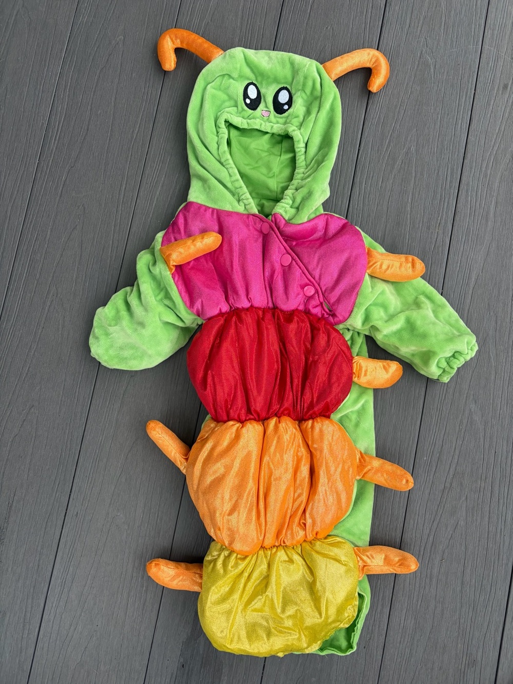 Green Multicolor Caterpillar Kids Costume - Plush Hooded Halloween